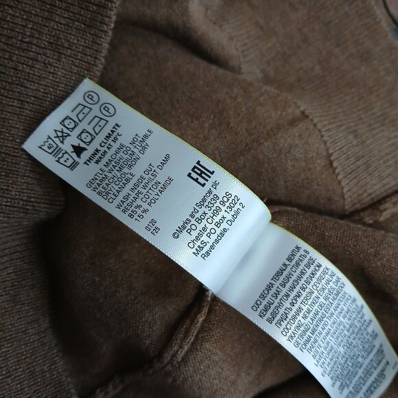 NEW M&S Cotton Rich Zip Sweater Marks & Spencer Tobacco Color Tan Medium #491 - Picture 8 of 8